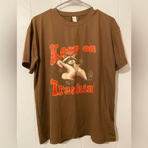KEEP ON TRASHIN RACCOON BROWN TSHIRT ROMWE SIZE SMALL
